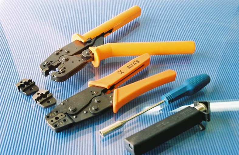Connection tools for stripping, crimping and mounting